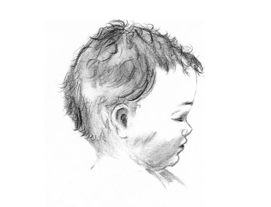 Baby Black and white pencil